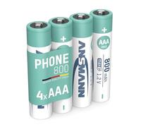ANSMANN Piles AAA 800 mAh NiMH 1,2 V rechargeables (lot de 4) - Piles rechargeables pour téléphone fixe sans fil, babyphone, talkie-walkie, etc. - Accumulateurs AAA à faible autodécharge