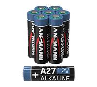 ANSMANN Piles alcalines A27 12V (Lot de 8) - Piles alcalines 12V pour caméra numérique, bippeur de Garage, Balance Digitale, etc. - Piles jetables à Hautes Performances