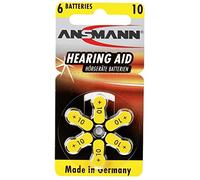 ANSMANN Piles auditives 10 (6 pièces) - Piles Bouton Type 10 P10 ZL4 PR70 pour Aides auditives - Piles Plates pour appareils auditifs, amplificateurs sonores, prothèses auditives - Jaune