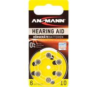 ANSMANN Piles auditives 10 (6 pièces) - Piles Bouton Type 10 P10 ZL4 PR70 pour Aides auditives - Piles Plates pour appareils auditifs, amplificateurs sonores, prothèses auditives - Jaune