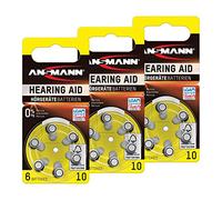 ANSMANN Piles auditives 10 (Lot de 3) - Piles Bouton Type 10 P10 ZL4 PR70 pour Aides auditives - Piles Plates pour appareils auditifs, amplificateurs sonores, prothèses auditives - Jaune
