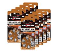 ANSMANN Piles auditives 312 1,4V (60 pièces) - Piles bouton type 312 P312 ZL3 PR41 pour aides auditives - Piles plates pour appareils auditifs, amplificateurs sonores, prothèses auditives - Marron