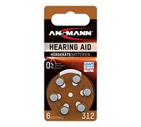 ANSMANN Piles auditives 312 1,4V (lot de 1) - Piles bouton type 312 P312 ZL3 PR41 pour aides auditives - Piles plates pour appareils auditifs, amplificateurs sonores, prothèses auditives - Marron