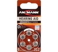ANSMANN Piles auditives 312 1,4V (lot de 1) - Piles bouton type 312 P312 ZL3 PR41 pour aides auditives - Piles plates pour appareils auditifs, amplificateurs sonores, prothèses auditives - Marron