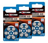 ANSMANN Piles auditives 675 (18 pièces) - Piles bouton pour aides auditives P675 ZL1 PR44 1,45V - Piles plates pour appareils auditifs, amplificateurs sonores, prothèses auditives - Bleu