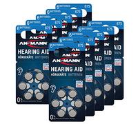 ANSMANN Piles auditives Type 675 (Lot de 60) - Piles Bouton pour Aides auditives PR44 - Piles Plates pour appareils auditifs, amplificateurs sonores - Bleu