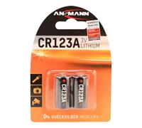 ANSMANN Piles lithium CR123A 3V (lot de 2) - Piles 3V adaptées aux caméras, lampes de poche, systèmes d’alarmes, etc. - Piles jetables résistantes et à hautes performances.