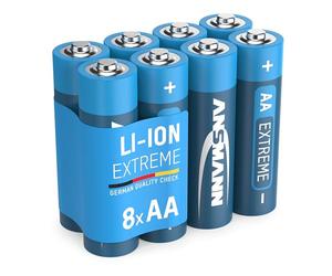 ANSMANN Piles Mignon AA Extreme Lithium 1,5V (Lot de 8) - Piles FR6 extrêmement légères d'une capacité de 3000 mAh - Piles jetables puissantes et résistantes