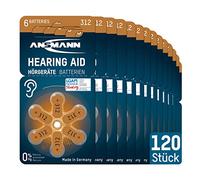 ANSMANN Piles pour appareils auditifs 312 1,4 V (120 pièces) - Piles auditives Made in Germany - Piles Plates de Type 312 PR41 A312 P312 312AE DA312 312 HPX AZA 312