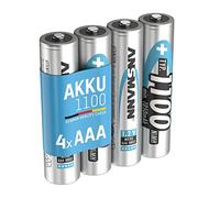 ANSMANN Piles Rechargeables HR03 NiMH 1100 mAh 1,2V (Lot de 4) - Piles Micro AAA Rechargeables à Faible autodécharge - Accumulateurs pour appareils gourmands en énergie (Appareil Photo, Flash, etc.)
