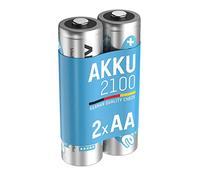 ANSMANN Piles rechargeables HR6 NiMH 2100 mAh 1,2 V (lot de 2) - Piles rechargeables Mignon AA à faible autodécharge - Accumulateurs pour appareils énergivores (manette de Xbox, lampe frontale, etc.)