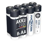 ANSMANN Piles rechargeables HR6 NiMH 2100 mAh 1,2 V (lot de 8) - Piles rechargeables Mignon AA à faible autodécharge - Accumulateurs pour appareils énergivores (manette de Xbox, lampe frontale, etc.)
