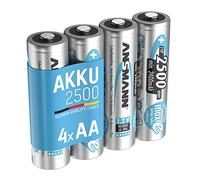 ANSMANN Piles rechargeables HR6 NiMH 2500 mAh 1,2 V (lot de 4) - Piles rechargeables Mignon AA à faible autodécharge - Accumulateurs pour appareils énergivores (radio-réveils, lampes torches, etc.)
