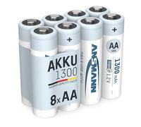 ANSMANN Piles Rechargeables Mignon AA/HR6 1,2V 1300 mAh (Lot de 8) - Piles NiMH à Faible autodécharge pour Lampe de Poche, Jouet, tensiomètre, etc. - Piles AA Rechargeables pré-chargées