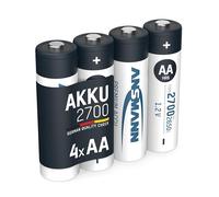 Ansmann Piles rechargeables Mignon AA 2700 mAh NiMH 1,2 V – Lot de 4 – Sans effet mémoire