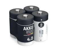 ANSMANN Piles rechargeables Mono D 8500 mAh 1,2 V (lot de 4) - Piles HR20 rechargeables à faible autodécharge - Accumulateurs idéaux pour les jouets, lampes torches, flashs d'appareils photos