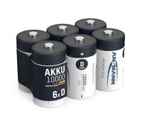 ANSMANN Piles rechargeables Mono D Type 10000 1,2 V NimH (lot de 6) - Piles HR20 rechargeables à faible autodécharge - Accumulateurs idéaux pour les lampes de poche, jouets, appareils médicaux, etc.