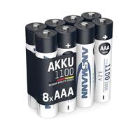 ANSMANN Piles Rechargeables NiMH HR03 1100 mAh 1,2V (Lot de 8) - Piles Rechargeables Micro AAA sans Effet mémoire - Petits accumulateurs à Faible autodécharge pour appareils exigeants
