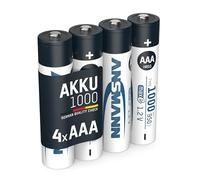 Ansmann Piles rechargeables NiMH Micro AAA 1000 mAh, faible autodécharge et haute capacité, lot de 4
