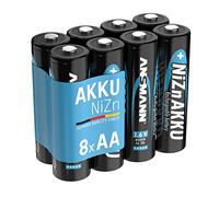 ANSMANN Piles Rechargeables NiZn AA 2500 mWh 1,6V (Lot de 8) - Piles Nickel-Zinc ZR6 pour Appareil médical, Jouet pour Enfant, Lampe de Poche, etc. - Accumulateurs à Faible autodécharge