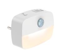 ANSMANN Veilleuse avec détecteur de mouvement et fonction crépusculaire, fiche LED, sécurité enfants et fonction d'économie d'énergie, 3 niveaux de luminosité, Blanc