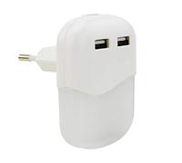 ANSMANN Veilleuse LED automatique avec capteur d'obscurité et 2 ports USB-A (1 pce) - Veilleuse murale LED SMD blanc chaud - Veilleuse nocturne à brancher au secteur