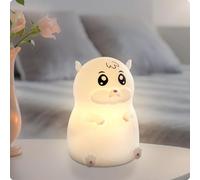 ANSMANN Veilleuse pour enfants, lampe animalière, hamster en silicone, rechargeable, à intensité variable, différentes couleurs, Blanc