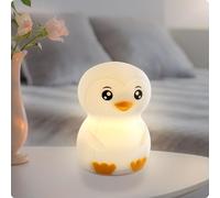 Ansmann Veilleuse Pingouin Leon – en silicone, rechargeable, avec variateur – Blanc