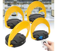Ansobea 4x Barrière de parking avec 8 télécommandes, barrière de parking rabattable fournie avec 8 clés, poteau de parking automatique rabattable à 180°, portée de 20m, barrière de parking électrique