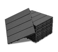 Ansobea WPC - Lot de 55 dalles de terrasse en bois - 30 x 30 cm - Pour 5 m² - Aspect bois - Revêtement de sol de balcon avec système à clic - Lames étanches pour balcon et terrasse (anthracite)
