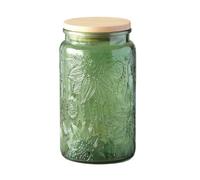 ANSQU Bocal en verre vert, pot à bonbons de 1000 ml avec couvercle, bocaux Mason colorés vintage pour cuisine, bocal décoratif pour café, thé, bonbons, cookies, jolis bocaux (vert, 1 pièce)