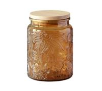 ANSQU Bocal en verre vintage avec couvercle, bocal coloré pour cuisine, garde-manger, bocal en verre pour aliments, pour café, thé, bonbons, biscuits, sucre (Jaune 1, 700 ml)
