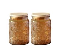ANSQU Lot de 2 bocaux de cuisine vintage en verre, bocaux de rangement de 23,7 fl oz avec couvercle hermétique, bocaux Mason vintage pour la cuisine à domicile, pour café, thé, sucre, biscuits