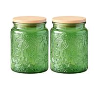 ANSQU Lot de 2 bocaux en verre avec couvercles, bocaux de conservation vintage en verre, 700 ml, bocaux à sucre pour biscuits pour la cuisine, garde-manger, bocaux à bonbons avec couvercle (Vert