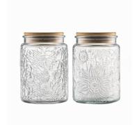 ANSQU Lot de 2 bocaux en verre vintage de 70 ml avec couvercles, bocaux à sucre pour la maison, la cuisine, le garde-manger, joli pot (marguerite et tournesol)