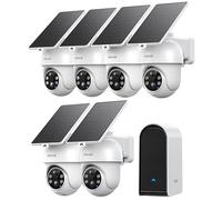 ANSQUE 2K Camera Surveillance WiFi Exterieure sans Fil Solaire, Kit 6 Cam | Sans Abonnement, 360° PTZ, Suivi Automatique, AnsqueBase Stockage Local 32 Go, Vision Nocturne en Couleur, Alarme Son Lumière