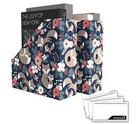 ANSSDO Lot de 6 porte-revues en carton - Organiseur de fichiers de magazines de qualité supérieure, grande boîte de rangement pour livres ou porte-dossiers pour bureau, motif floral noir