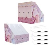 ANSSDO Lot de 6 porte-revues, porte-revues en marbre rose de qualité supérieure pour bureau, classeur pliable en carton pour bureau ou école