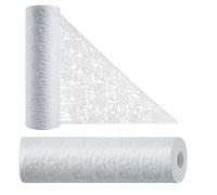 Anstore - Chemin de table blanc - 30 cm de large - Rouleau de 22 m de long - Style rétro - Pour mariage, fête vintage, décoration de table, baptême, communion, Noël