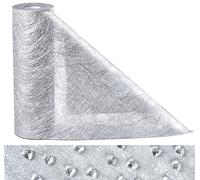 Anstore Chemin de Table en Non-tissé Réutilisable 23cmx30m, Chemin de Table Argenté avec 150 Cœurs, Ruban de Table Métallisé Décoration pour Mariages, Communions, Baptêmes et Toutes Les Célébrations