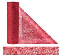 Anstore Chemin de Table Rouge Non Tissé Ruban de Table avec 150 Cœurs, 23cmx30m Décoration de Table Réutilisable, Anniversaires, Décoration de Fête, Décoration de Mariage Rouleau de Chemin de Table