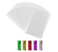 Anstore Lot de 200 sachets à bonbons transparents en cellophane - 15 x 25 cm - Avec 200 attaches métalliques multicolores - Pour mariage, Noël, anniversaire d'enfant