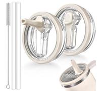 ANTAND Lot de 2 couvercles anti-fuite de 1200 ml pour Stanley Quencher H2.0 (uniquement), accessoires de tasse Stanley, couvercle à paille à rabat, sans BPA, anti-fuite, anti-déversement (beige, beige
