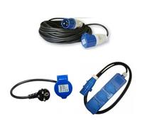 Antarion Pack Rallonge Electrique 25m Prise P17 + Adaptateur Femelle P17 230V + HABA Rallonge Multiprise 1.5m Camping Car