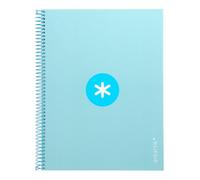 Antartik Cahier à spirale leiderpapel a4 micro couverture doublé80h 90 gr horizontal 1 bande 4 trous couleur céleste