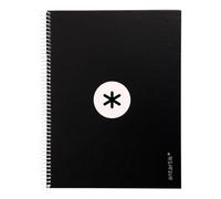 Antartik Cahier à spirale leiderpapel a4 micro couverture doublée 80h 90 gr boîte 5mm 1 bande 4 trous noir