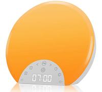 ANTDALIS Sunrise Réveil lumineux pour enfants, adultes, dormeurs lourds avec double alarmes, répétition, aide au sommeil avec 7 sons de la nature pour chambre à coucher avec veilleuse 8 couleurs