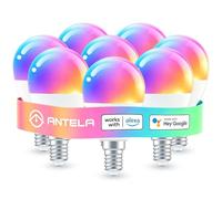 ANTELA Ampoule Connectée WiFi G45 E14 4.5W, 8 PCs | Ampoule LED Intelligente RGB+CCT 2700K-6500K Compatible avec Alexa, Google Home, Télécommande, Commande Vocale