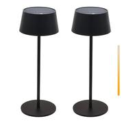 ANTELA Lampe de Table Solaire Sans Fil 3000K Dimmable Rechargeable Lampe de Table LED Exterieur Intérieur pour Table de Repas Balcon Jardin Terrasse, Noir, 2PCs