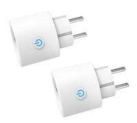 Antela Lot de 2 prises connectées mini WLAN avec mesure de courant et protections contre les surtensions, compatible Google Home, Smart Life et Alexa, 2,4 GHz, 16 A